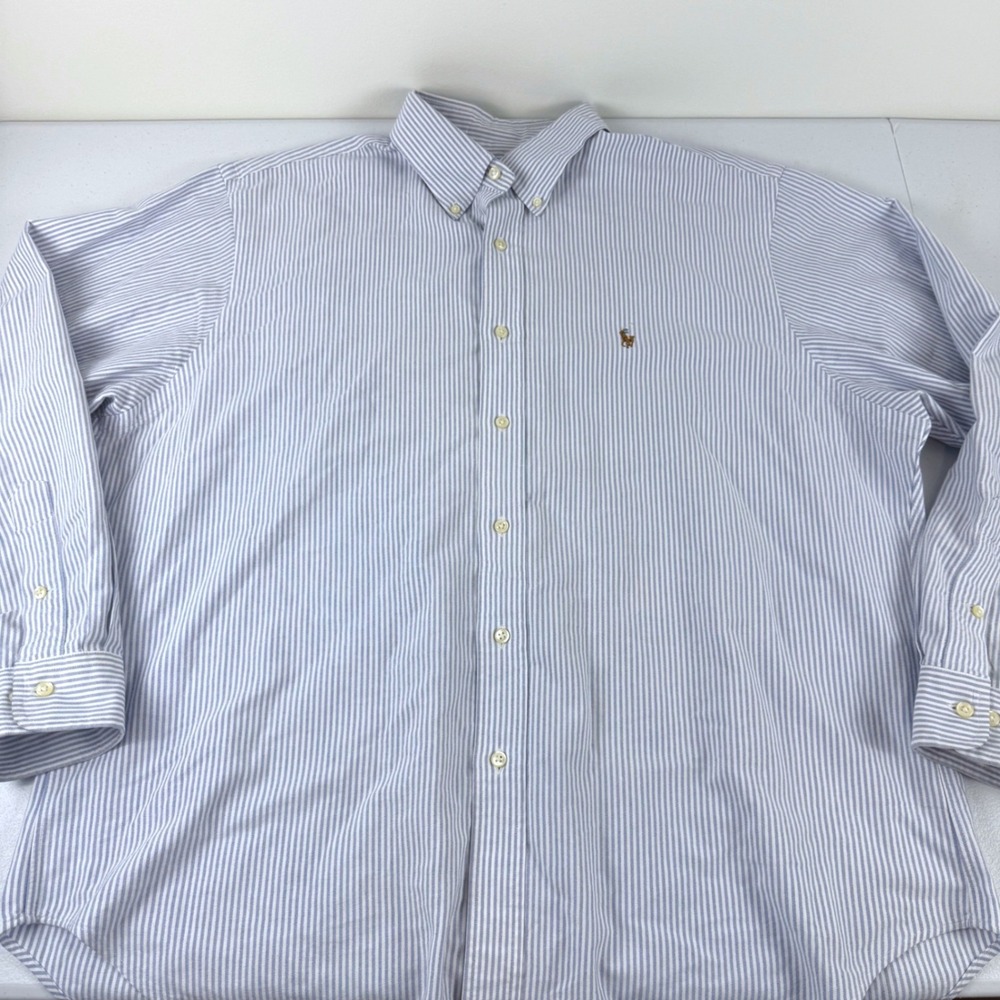 Ralph Lauren Mens Classic Fit Striped Button Down Shirt‎ Blue White 17.5 34/35